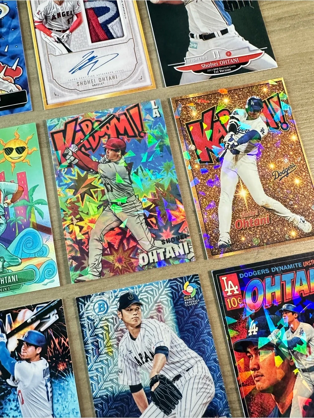 Shohei Ohtani Signed Rookie Lot of (9) Kaboom Downtown Novelty Cards.